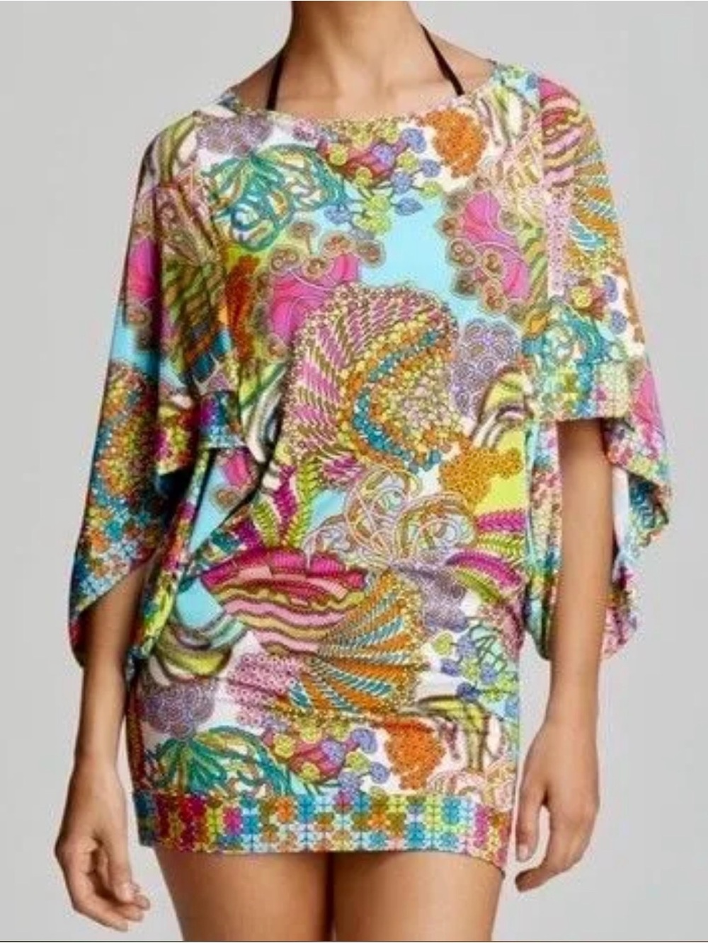 Trina Turk "Coral Reef" swim cover-up tunic dress Sz S